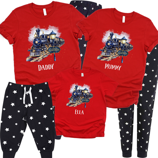 All Aboard The Polar Express Navy Stars PJs Pyjamas Set - Personalised