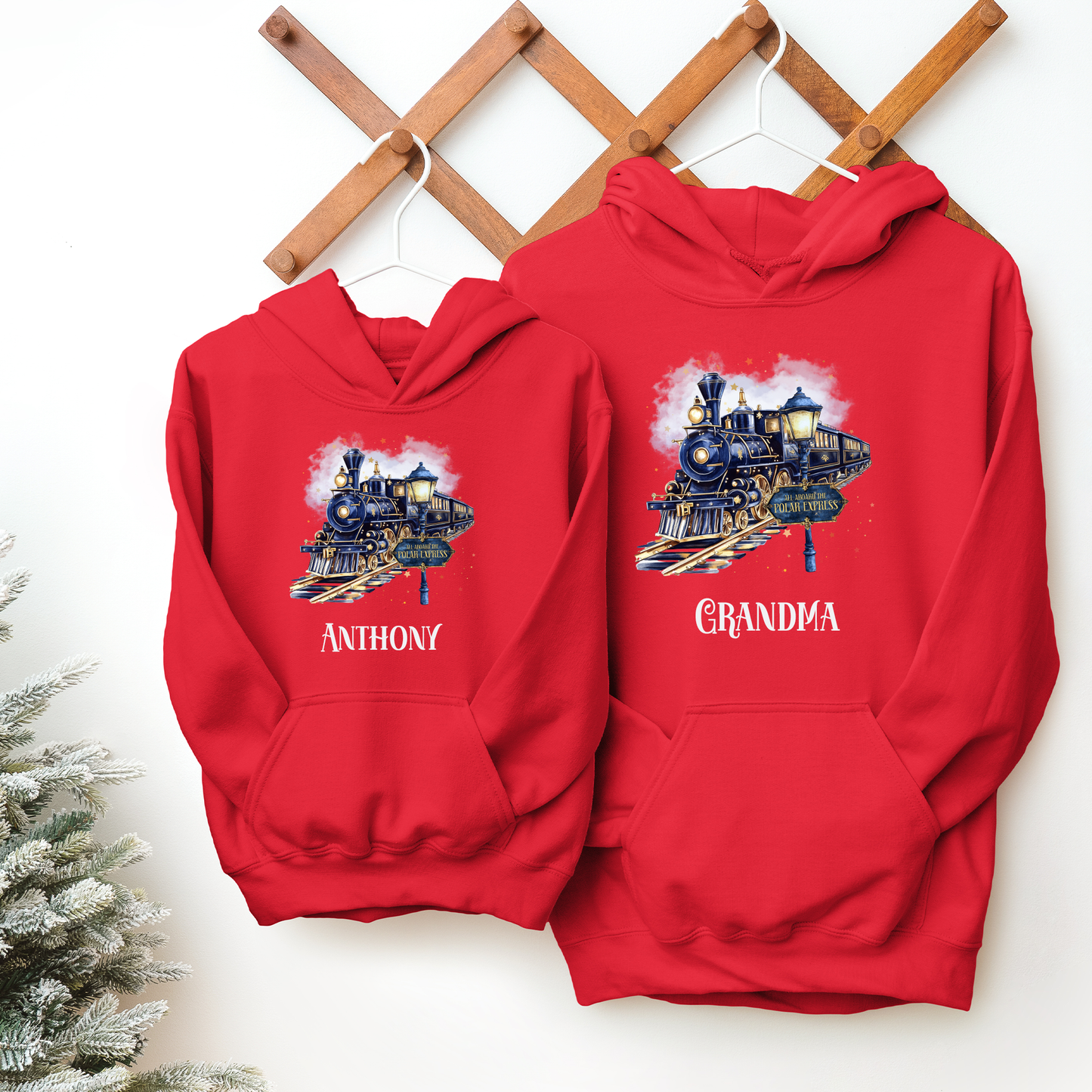 All Aboard The Polar Express Red Hoodie - Personalised