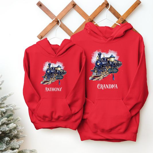All Aboard The Polar Express Red Hoodie - Personalised