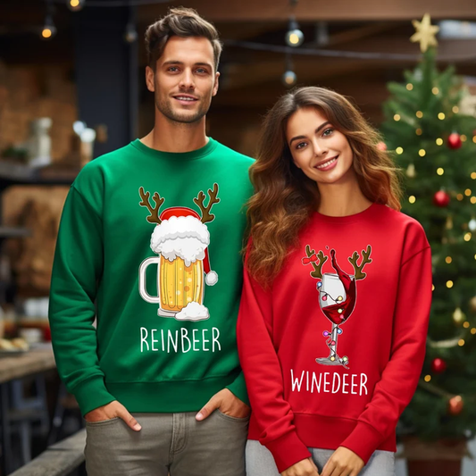 Winebeer & Reinbeer Matching Christmas Sweatshirts Jumpers